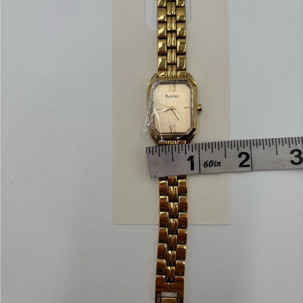 NWT Rovixs‎ Gold-Tone Stainless Steel Women's Dress Watch Japan
